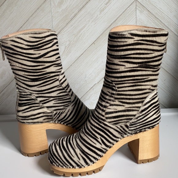 NEW Swedish Hasbeens zebra 90s clog boots 38 - Picture 9 of 11